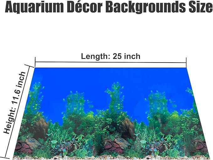 Fish Backgrounds Paper Double Sides Undersea Aquarium Background Poster Colorful Sea Anemone Fish Tank Background Sticker Decorations 12"x 25"