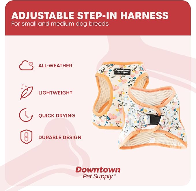 Downtown Pet Supply Step-in Dog Harness – No Pull, Adjustable Padded Mesh with Reflective Trim, Secure Buckle Strap – Comfortable & Breathable Small Dog Harness, X-Small, Pineapple