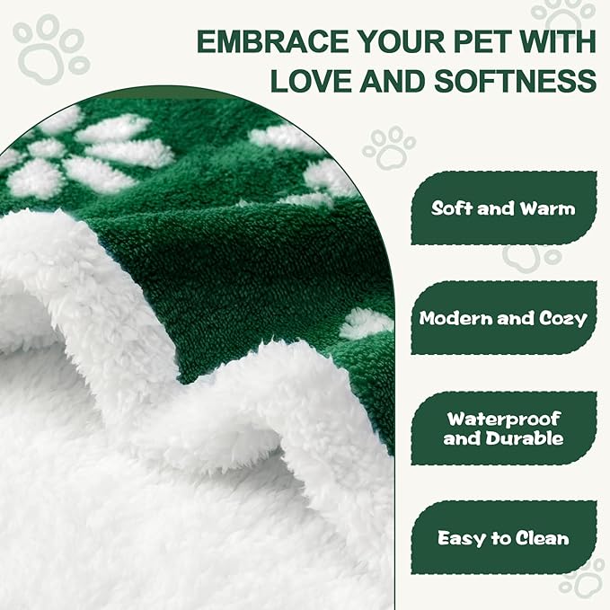 Waterproof Blanket for Dog Puppy Cat, Cute 3D Textured Flower Dog Blanket for Bed Couch Sofa, Soft Liquid Pee Proof Pet Furniture Protector, 30"x40", Green