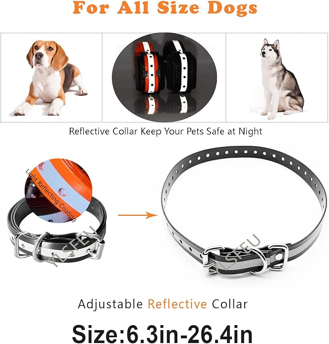 Dog Collar Strap for Most of Electronic Training Shock Collar Receivers-Adjustable Durable Waterproof Odorless 3/4 Inch Collar Replacement for Barking Fence-Pet TPU Collar Strap