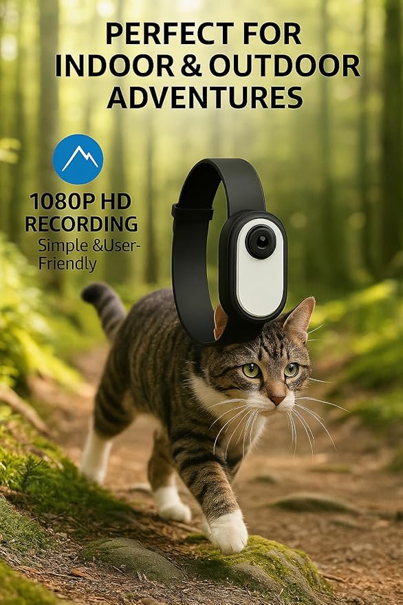 Mini Dog Collar Camera 1080P – Records to Micro SD Card – No Live Streaming – No WiFi – Lightweight POV Camera for Dogs – Adjustable Pet Collar