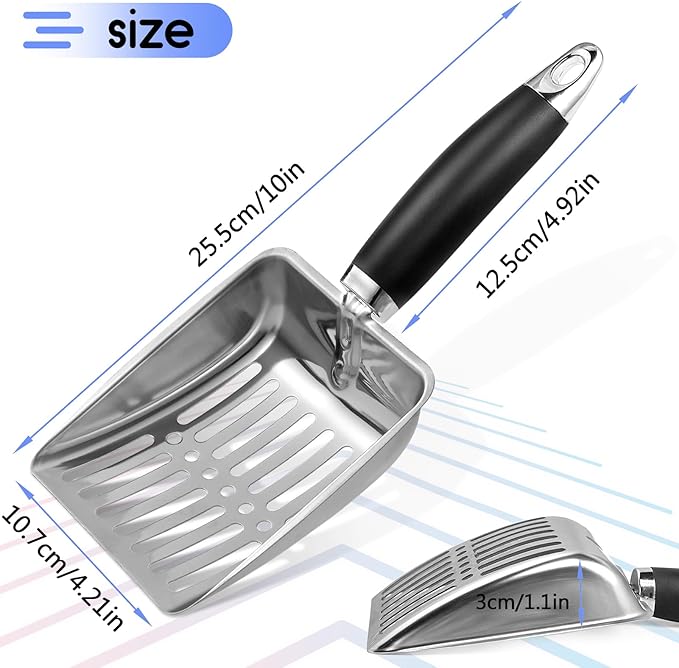 Stainless Steel Cat Litter Scoop,Metal Cat Litter Scoop,Kitty Metal Scooper,Sturdy Mesh Scooper,Suitabla cat Scooper for Cat Litter Box(Sliver)