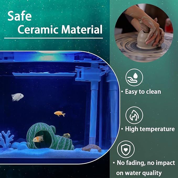 Aquarium Decor Cave Betta Fish Tank Accessories Ornaments Cactus House Hideout for Shrimp Cichlid Hermit Crab, Octopus Hiding Breeding for Tank (Green Cactus)