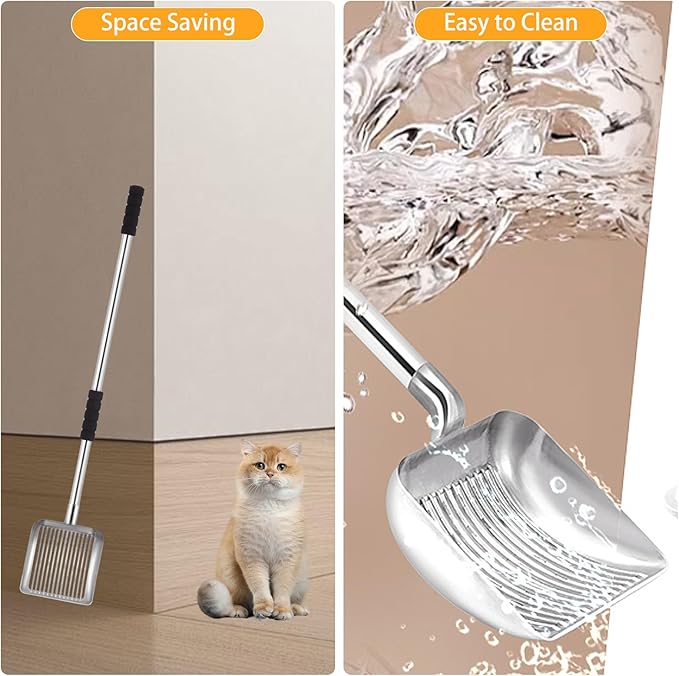 Cat Litter Sifter Metal Pet Scoop Kitty Cat Scooper Non-Stick Coated with (16in-31in