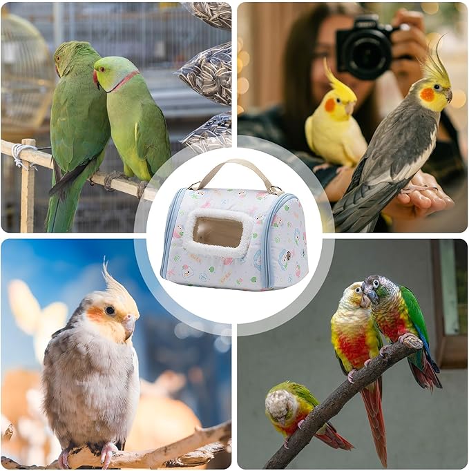 Portable Bird Travel Carrier, Clear Viewing Window Design, 23.5x18x16cm, Warm Parrot Transport Bag with Window, Secure Pet Carry Case, Lightweight and Portable, for Outdoor Hiking Camping Use