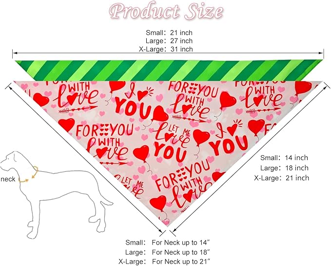 Valentine's & St. Patrick's Day Dog Bandana Set 2PCS-Small,Holiday Party Costumes,Pet Scarves for Boys and Girls,Dog Outfit Gifts for Small Dogs and Cats,Diverse Festive Styles