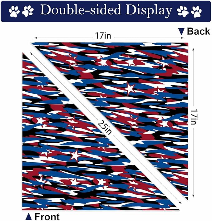 4th of July Dog Bandanas, 2PCS American Flag Patriotic Scarf, Independence Holiday Bandana,Premium Durable Triangle Reversible USA Bandana for Large Dogs