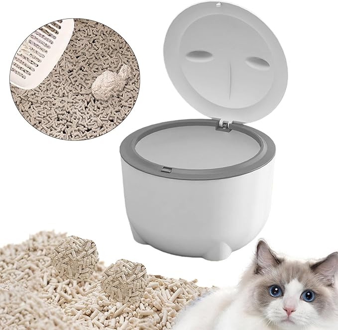 Cat Litter Trash Can with Lid Cat Litter Tray Kitten Potty, Dog Trash Can Cat Trash Bin for Small Animals Pet Accessories, White