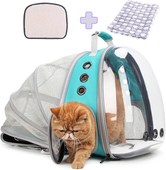 Lollimeow Cat Carrier Backpack, Expandable Bubble Pet Carrier for Cats and Small Dogs, Airline Approved Travel Backpack for Hiking, Walking & Outdoor Adventures - Supports up to 14 lbs
