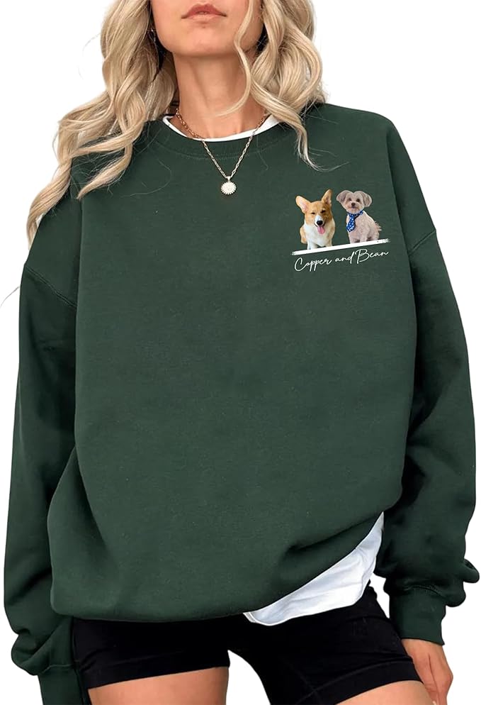 Custom Pet Sweatshirts with Photo and Name, Personalized Dog Sweatshirt, Gifts for Dog Mom, Dad