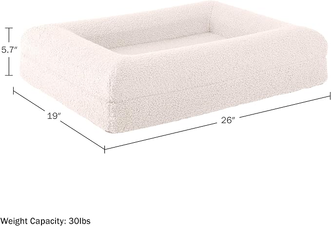 PETMAKER Orthopedic Pet Bed - 26in Small Dog Bed with Supportive Bolster, Nonslip Bottom, and Removable Washable Cover - Memory Foam Puppy Bed for Small Dogs and Cats - Dog Products (Cream)