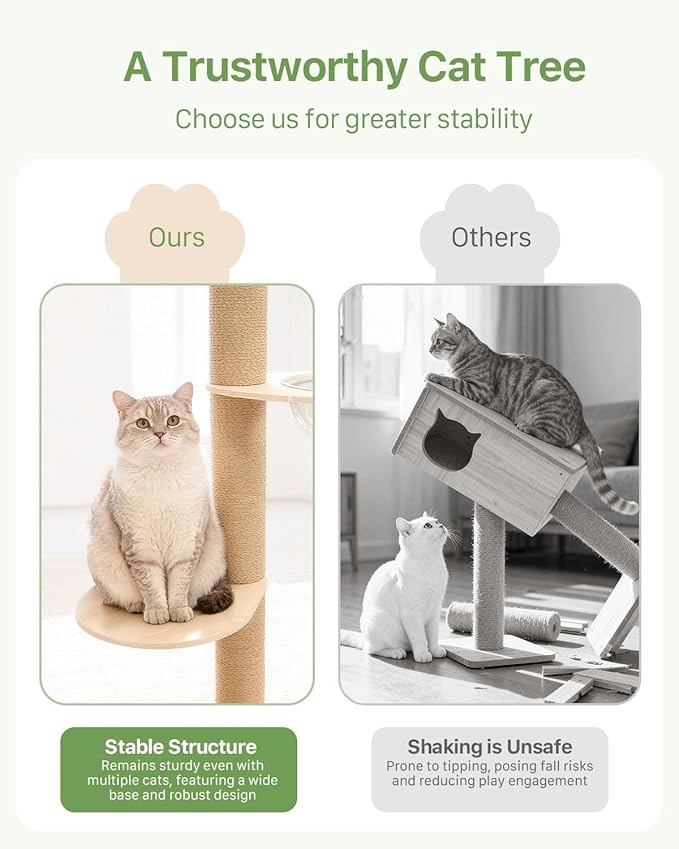 Floor to Ceiling Cat Tree, Adjustable Height (55-115in), 4 Level Tall Cat Tree Tower, Cats Activity Center with Scratching Post, Jump Platform, Hammock & Capsule, Space-Saving Design for Indoor Cats