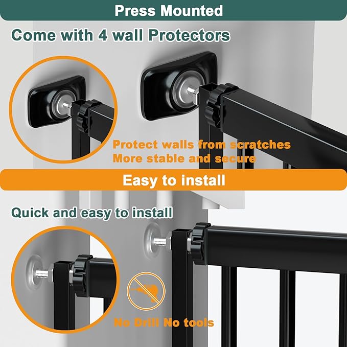 40.55" Tall, 30.11-34.05 Inch Wide, 1.37" Ultra Narrow Spacing Dog Pet Baby Gate Indoor for Doorway Hallway, Pressure Mounted 31 32 33 34 Inches Wide Black