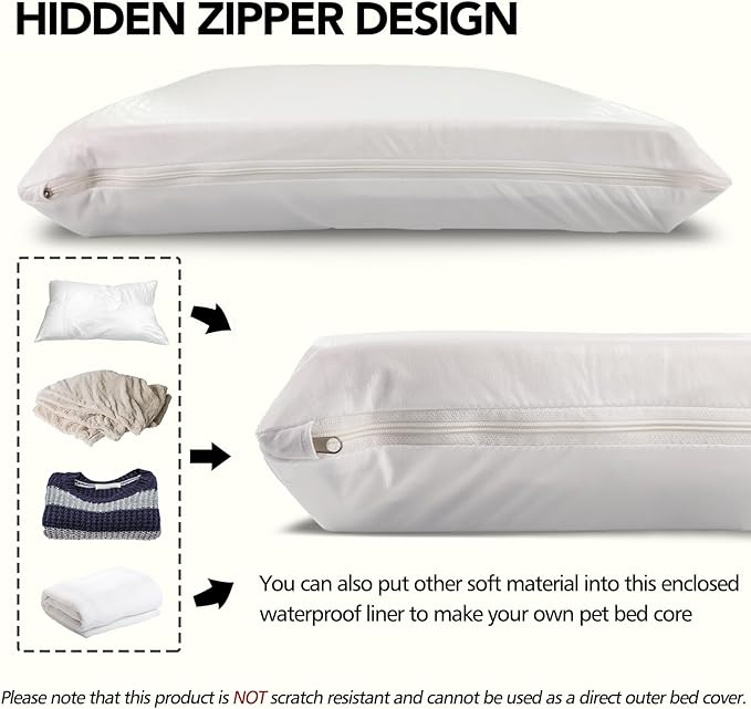 Waterproof Dog Bed Liner, Washable Replacement Cover Reusable Pet Pee Water Resistant Proof with Zipper, Liner Only 30x20 inch