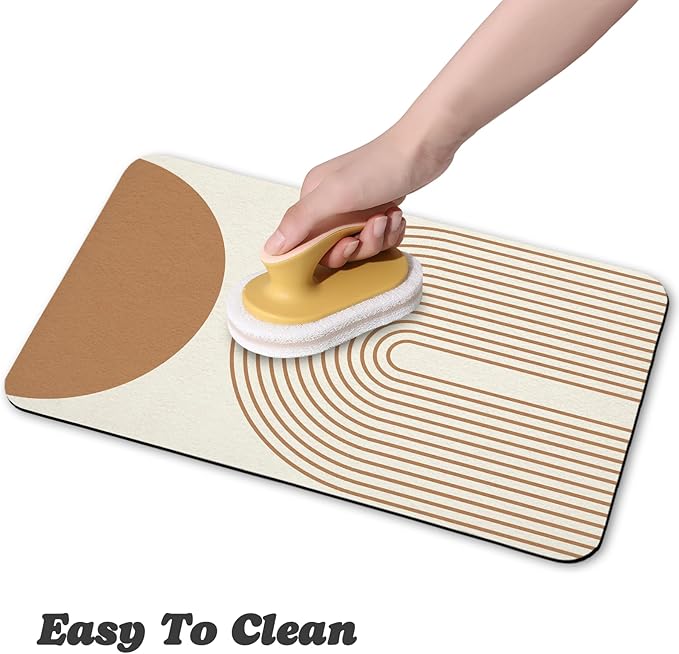 Dog Food Mats for Floors Waterproof, Cat Water Bowl Mats Pet Feeding Absorbent Mat Placemats for Food and Water Beige Bohemia 16 * 24 inch