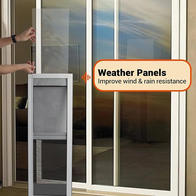 XL Dog Door for Sliding Glass Door, Extra Large Patio Doggy Door Insert for Sliding Door, Height Adjustable from 44" to 84", Flap Width: 14 inch