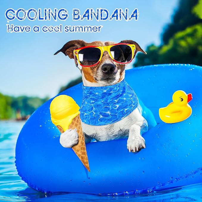 Talltalk 5 Pieces Dog Cooling Bandanas Neck Wraps Ice Scarf Pet Dog Cooling Collar Hunting Training Hiking Camping Accessories for Summer(L)