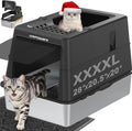 XXXXL Stainless Steel Cat Litter Box with Lid 110° Flip-Top Extra Large Enclosed Litter Box Non-Sticky Metal Pan with High Sided & Scoop, Front & Top Entry, Anti-Leakage, Easy Cleaning, 28"x20.5"x20"