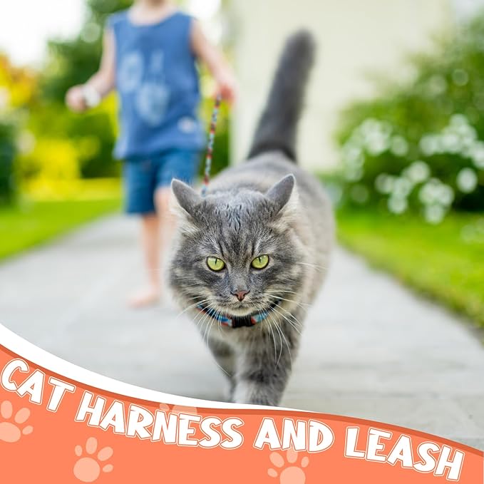 2 Pack Cat Harness and Leash Set, Escape Proof Adjustable Kitten Harness with Leash Collar Lightweight Soft and Comfortable for Small Medium Cats Walking and Travel