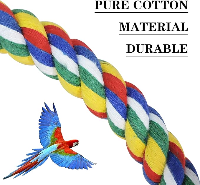WishLotus Bird Perches, Parrot Colorful Climbing Rope Swing Toys Parrot Stand with Bell and Hanging Clip for Parrots, Budgies, Macaws, Parakeets, and Other Small Birds. (50cm)