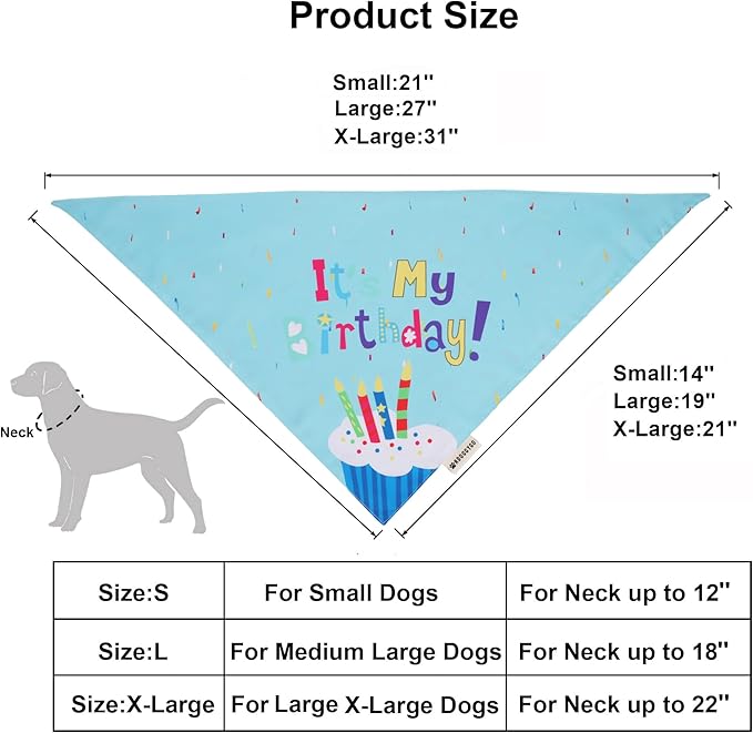 ADOGGYGO Dog Birthday Bandana Scarf and Blue Boy Pet Birthday Party Hat with Cute Bow Tie for Medium Large Dog Pet (Large)