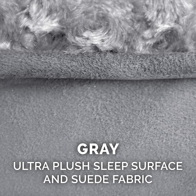 Furhaven Replacement Dog Bed Cover Ultra Plush Faux Fur & Suede Contour Luxe Lounger, Machine Washable - Gray, Medium