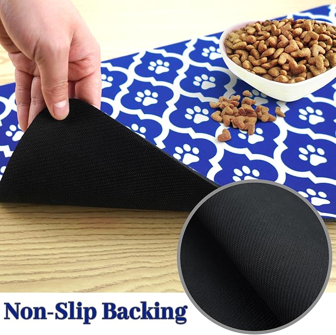 Dog Food Mat 12X20 Inch Pet Feeding Absorbent Mats for Floor Cat Water Bowl Placemats Non-Slip Washable Dog Mat for Food and Water