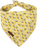 Lionet Paws Spring Summer Bee Dog Bandana Washable Cotton Handkerchief Scarf Triangle Yellow Bandana for Small Medium Large Dogs Girl Boy