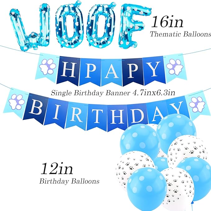 Dog Birthday Party Supplies, Adjustable Dog Bandana Set with Hat, Banner, Balloons and Bow Tie for Party Decorations Festive Accessories Party Photos & Celebrations- Large Medium Small Pet Puppy Dogs