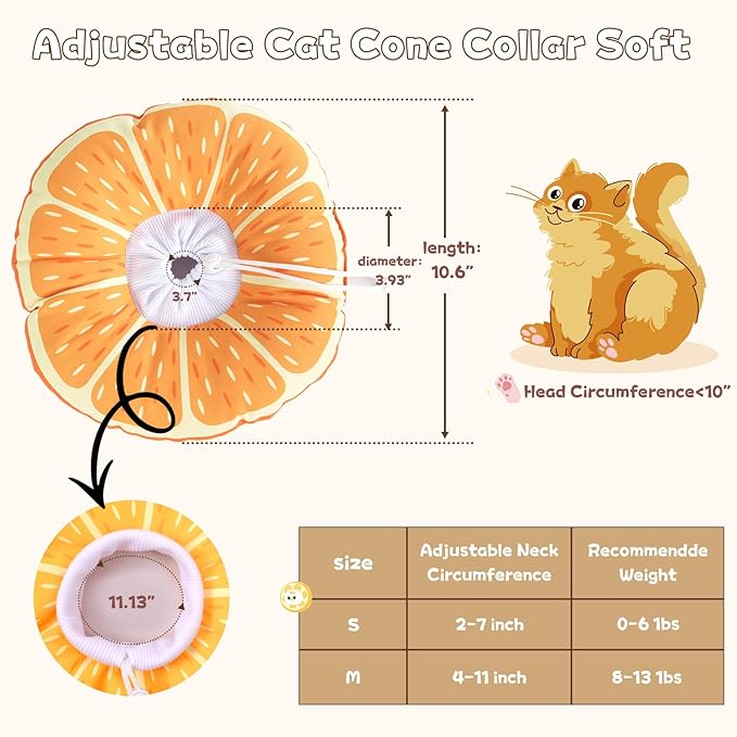 Cat Cone Collar Soft, Medium Waterproof Cat Recovery Collar for Wound Healing After Surgery or Neutering Alternative to Elizabethan Collars Medical Neck Cone for Cats and Puppies