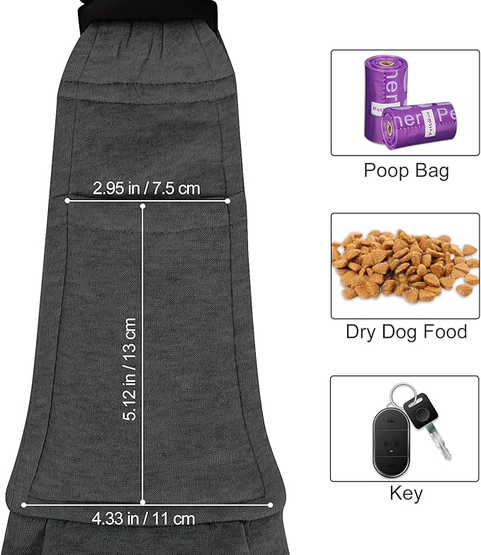 PETLOFT Reversible Dog Cat Sling Carrier, Small Carrier, Adjustable Sling, Hands Free Cross Body Carrier with Collar Hook for Dog/Cat/Bunny up to 11lb (Dark Grey)