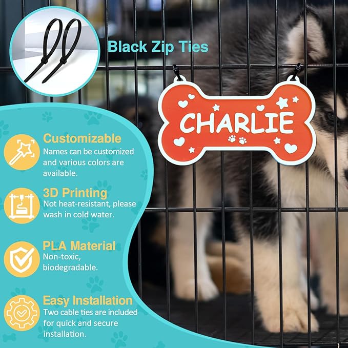 Personalized Dog Crate Sign Custom Dog Kennel Accessories Name Plate Doghouse Sign Decor