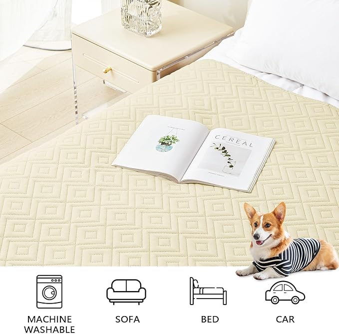 hyha Waterproof Dog Blanket, Soft Dog Bed Cover Pet Blankets, Waterproof Sofa Couch Cover for Dogs Washable, Reversible Pet Couch Covers for Sofa Furniture (40x80 Inch, Beige/Beige)