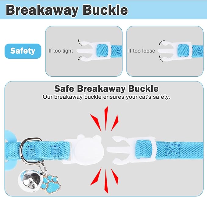 Airtag Cat Collar Breakaway, Stretchy Cat Tracker Collar with Apple Air Tag Holder for Boy Girl Cats, Elastic GPS Tracking Collars for Kittens and Puppies, Adjustable 9"-12" Blue