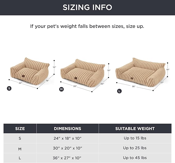 Bedsure ComfyFleece™ Cute Dog Couch for Medium Dogs - As Seen on TV on Good Day New York, Dog Couch Bed with Removable, Washable Cover, Supportive Pet Sofa, for Medium Large Dogs, 36inch, Sandy Beige