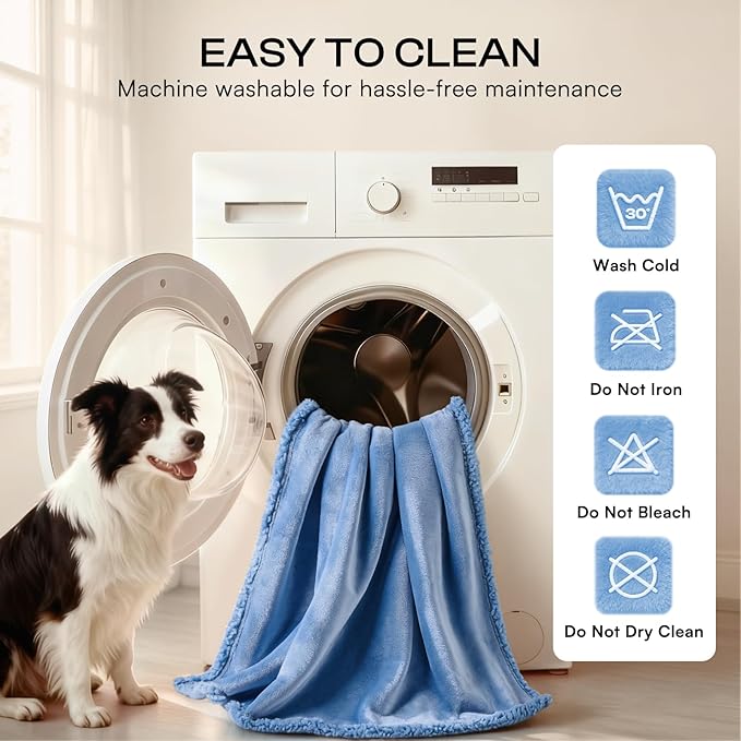 Luciphia Waterproof Pet Blanket, Liquid Pee Proof Dog Blanket for Sofa Bed Couch, Reversible Sherpa Fleece Furniture Protector Cover for Small Medium Large Dogs Cats, Navy Blue Medium（57" x 40"）