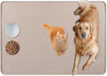 Cat Food Mat, 34" x 22" Large Silicone Pet Feeding Mat for Food and Water Bowls Non-Slip, Easy to Clean (Khaki)
