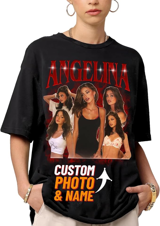 NAZENTI Custom Bootleg Rap Tee, Custom T-Shirts with Picture, Retro Custom Bootleg, Valentine's Gifts for Him Her
