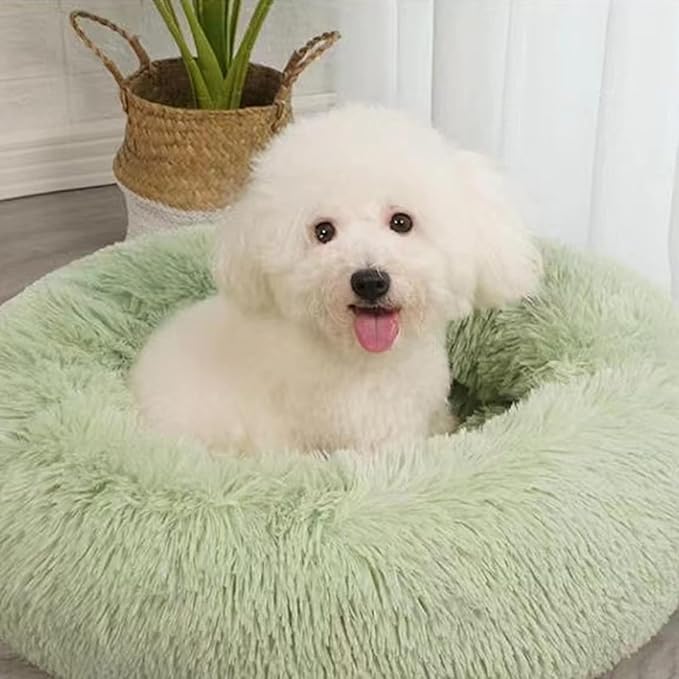Nisrada Dog Bed for Small Medium Large Dogs Cats, 20 inch Calming Washable-Round Cozy Soft Pet Bed for Puppy and Kitten with Slip-Resistant Bottom