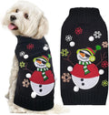 Christmas Dog Sweaters Xmas Pet Outfit Clothes Cute Black Snowman Costume Puppy Cat Knitted Jumpers (S,Black Snowman)