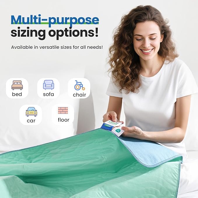 Noovirum® Washable Underpads,34“x52”(Pack of 2) Reusable Incontinence Pads for Kids, Adults, Elderly, Pets - Waterproof Protective Pad for Bed, Couch, Sofa, Furniture, Floor