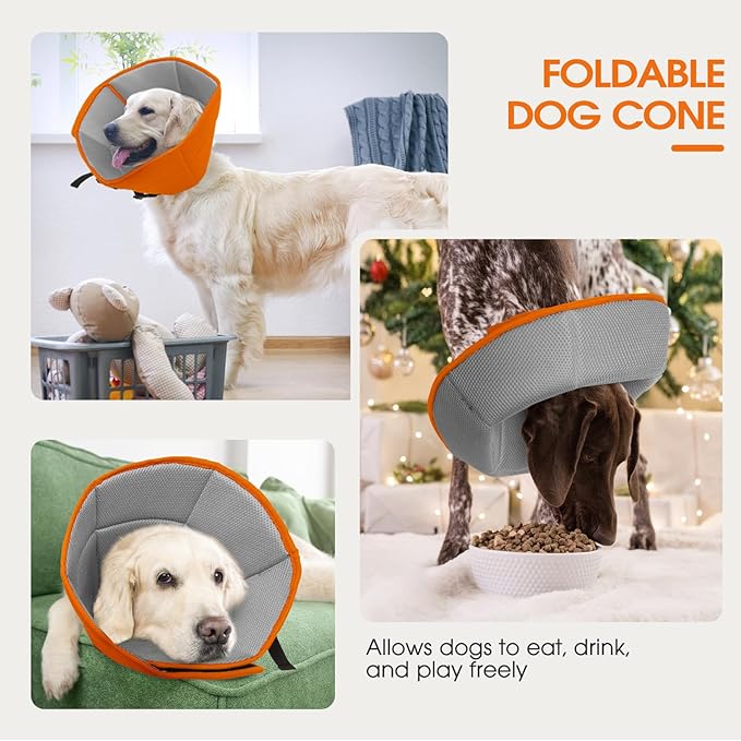 Dog Cone Collar After Surgery for Large Dogs, Adjustable Soft Cone for Dogs to Stop Licking, Professional Elizabethan Collar for Pet, Recovery Cones for Wound Healing & Hot Spots