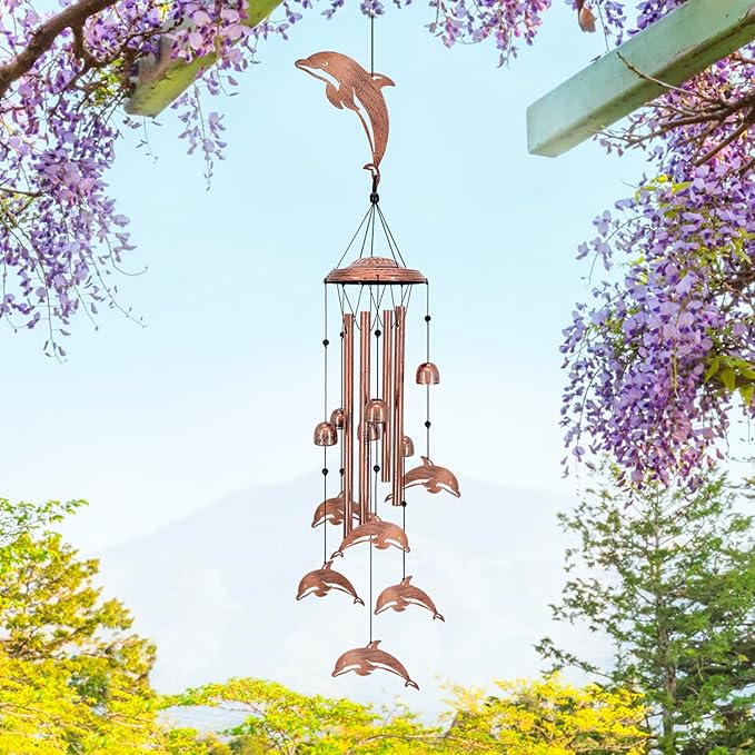 Dolphin Wind Chimes for Outside,Dolphin Gifts for Women/Men/Sympathy Gift/Memorial Gifts/Birthday Festival Metal windchimes Outdoors/Indoors,Patio,Garden Decor,Home,Porch,Yard