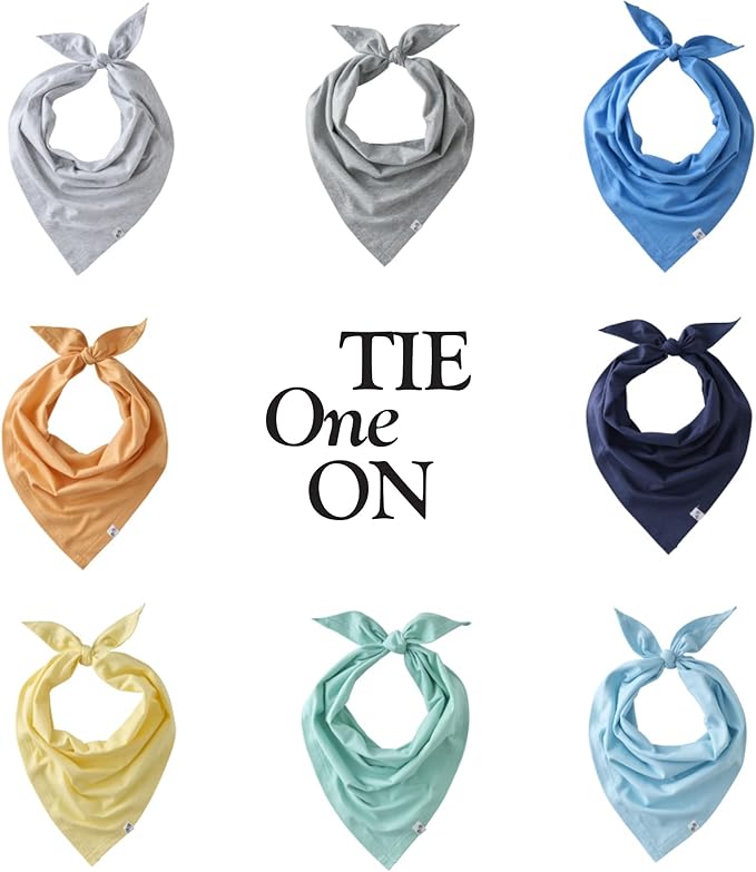 Bandit - The PET Bandana, 8 Pack 100% Organic Cotton Pet Bandanas Clothes for Small, Medium, Large Dogs, Rainbow Blue, X-Small/Small