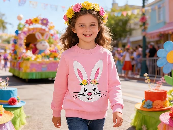 Toddler Baby Girls Cotton Sweater, Long Sleeve Crewneck Sweatshirt Pullover Kids Warm Clothing for Fall Winter