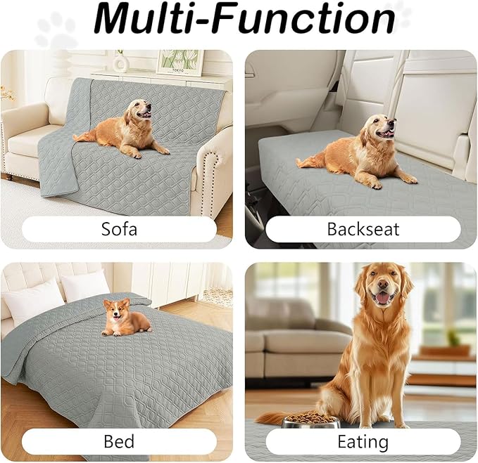 hyha Waterproof Dog Bed Blanket, Soft Pet Blankets, Waterproof Couch Cover for Dogs, Reversible Sofa Covers Washable for Furniture (40x70 Inch, Grey/Dark Grey)