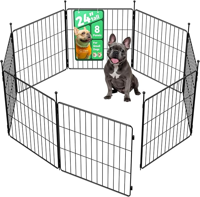 FXW MiniPaws Unleashed Dog Playpen, Expandable & Portable Design for Yard, RV Camping and Indoor Use, for Puppies and Small Dogs, 24-inch 8 Panels