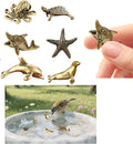 6 Pcs Copper Bath Disks Ornaments Mini Ocean Animal Shape– Starfish Turtle Dolphin Shark Sea Lion Octopus, Unique Copper Birdbath Purification Cleaner, Universal Fit for Outdoor Birdbaths