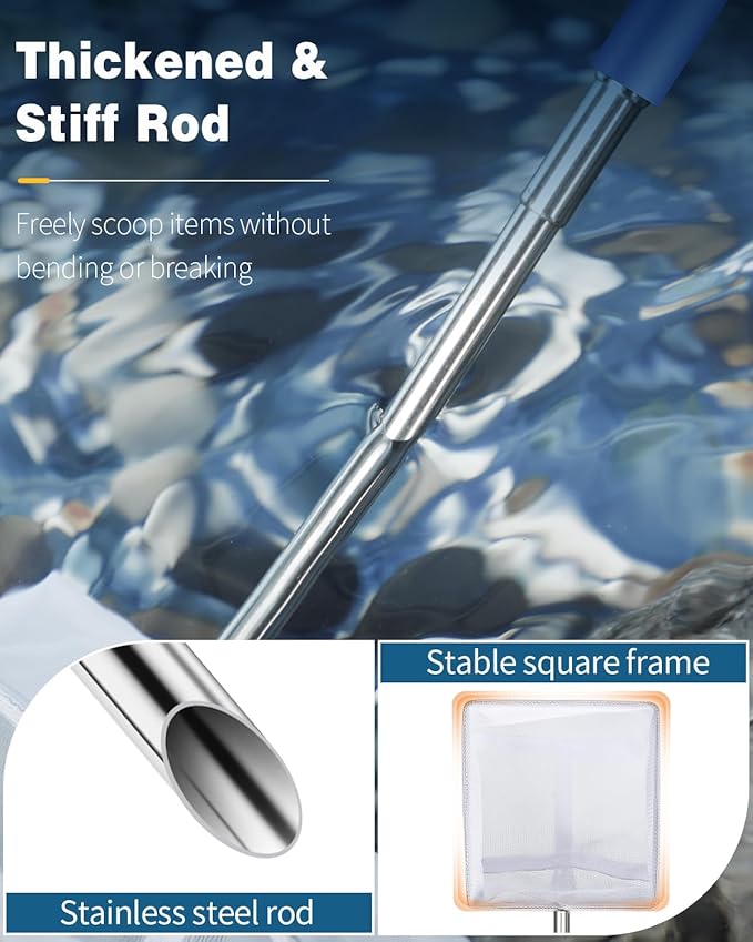 Pawfly 3 Inch Tiny Fish Tank Net, Aquarium Shrimp Net with Extendable Stainless Steel Handle for Shrimp Baby, Food Residue Debris, Soft Square Fine Mesh for Fish Tanks & Small Ponds