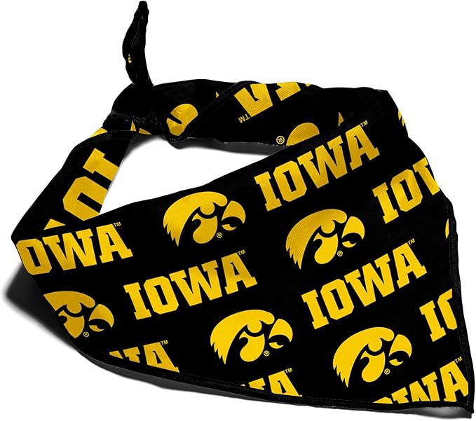 Iowa Hawkeyes Officially Licensed Bandana for Dogs and Cats | Fits Pets Great Gift Idea | Easy-to-Tie (Large, 28")
